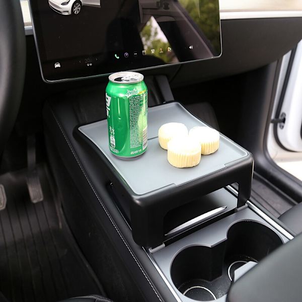 För Tesla Model 3 Y Central Control Matsalsbricka Bilmonterad Liten bordstavla Mittkonsolbricka Grey