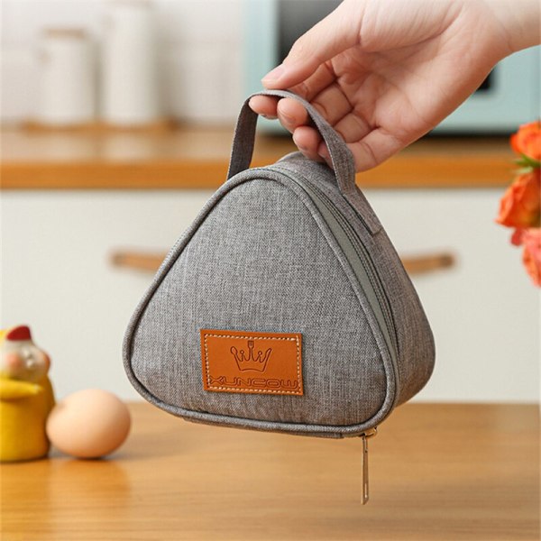 Isolering Thermal Små triangulära Rice Ball Lunch Box Bags black 13.5*7*13cm