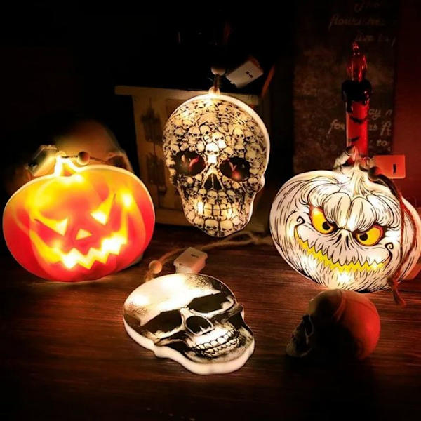 Led Halloween Dekorative Lantern Lights Dæmon Skull pandelampe Led Jack-O-Lantern Party Outdoor Multiple skeletons
