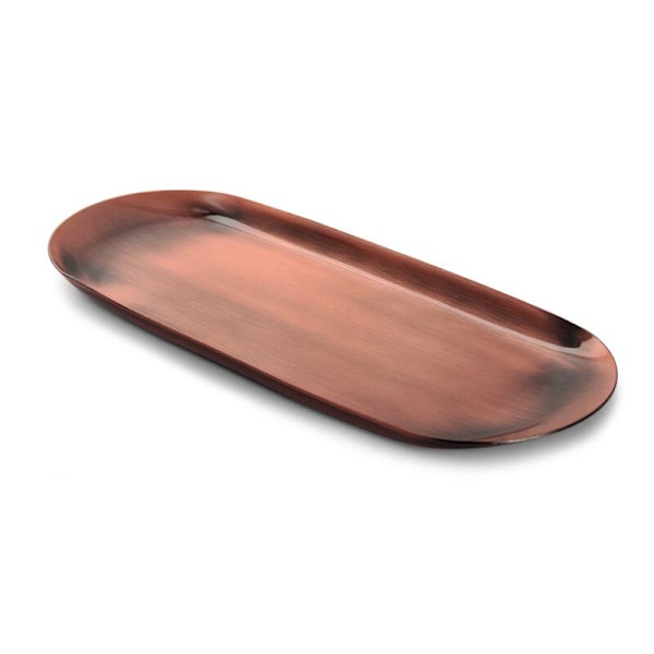 Oval bricka Flerfärgad rostfritt stål Serveringsbricka i metall för mat Aromaterapi Ljusverktyg Badrum Köksjuvel red bronze brushed