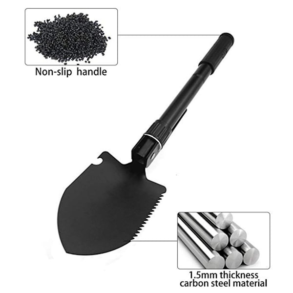 Vikbar multifunktionsskyffel utomhustillbehör black 42*10*7cm