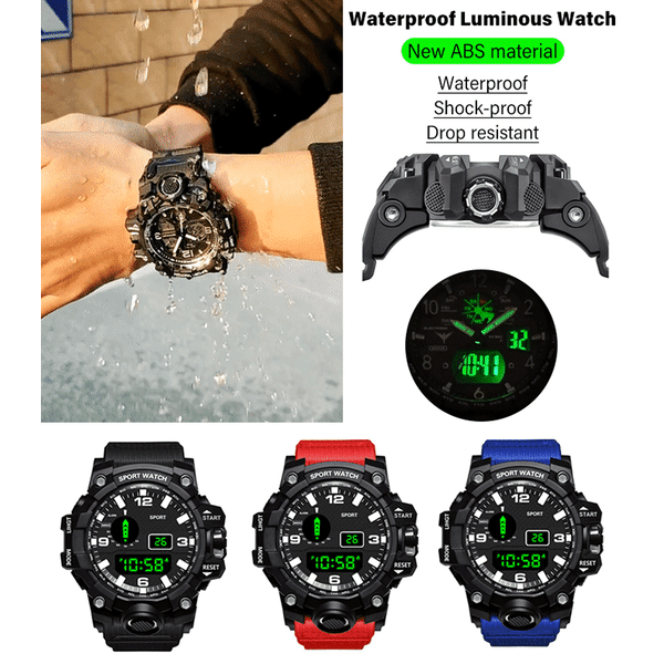 Multifunktion vattentät sportljusande digital watch red