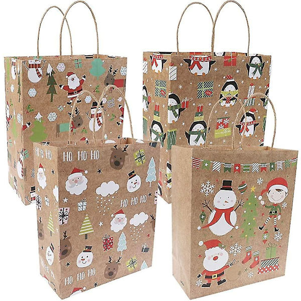 12 Styck Julpåsar Presentpåsar Kraftpapper Festpåsar Julpåsar Papper