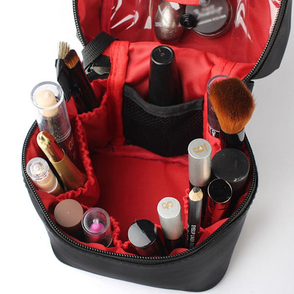 Resor fatformad makeup kvinnlig kosmetisk toalettpapper black+red 19*13*10cm