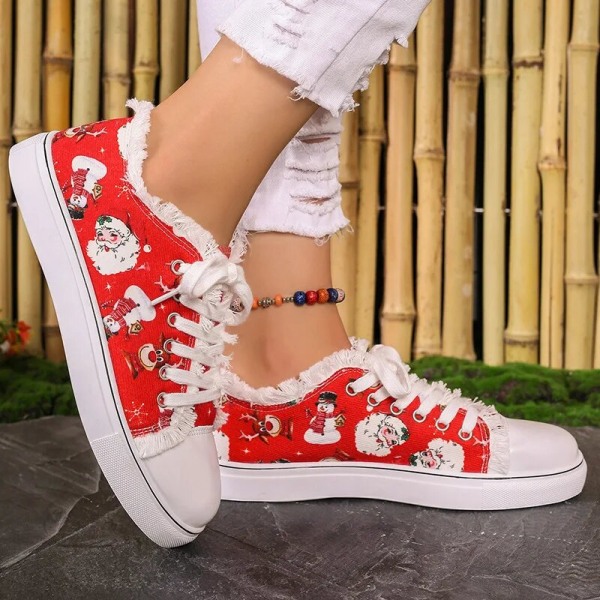 Julesneakers Kvinde Sko Efterår Julemand Print Mode Dejlig Casual Festival Damesko black 36