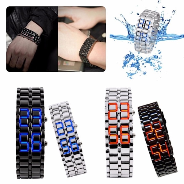 Version LED Lava Armbåndsur Par Version Chain Watch silver+blue 12.5*25*210mm