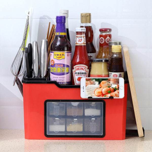 Køkken Spice Box Kombinationsholder Multifunktionsstativ white 34x21x16.5cm
