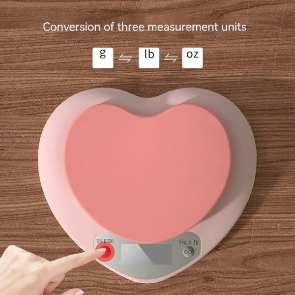 Elektronisk køkkenvægt 5 kg vægt gram digital vægt pink 1g/5kg