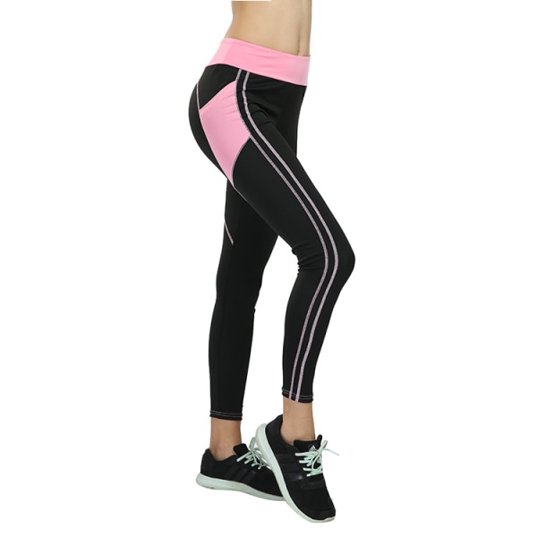 Korkeavyötäröiset Patchwork Gym -harjoitteluleggingsit pink S,M