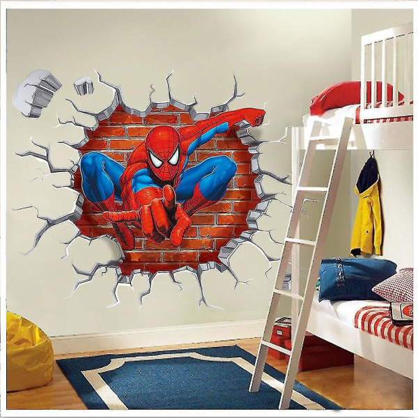 3D-sarjakuva Spiderman väggklistermärken Super Hero for barnrum