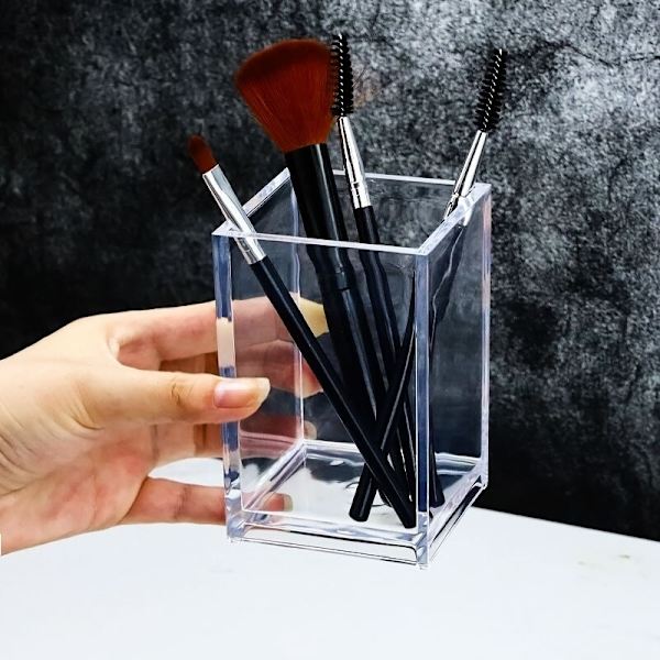 Säilytyslaatikko Akryyli kulmakynäpidike Harjasäiliöt transparent 6.5*6.5*10cm