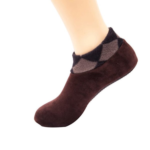 Mænd Kvinder Tykke Vinter Varme Sokker Skridsikre Indendørs Gulv Bløde Casual Slipper Strømpebukser Dark Coffee Male