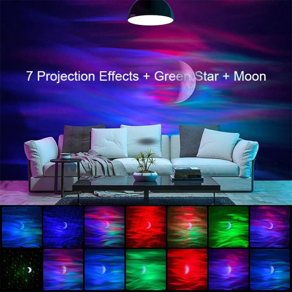 Star Projector LED Aurora Projektorer Galaxy Sky Moon Lamp white no bluetooth