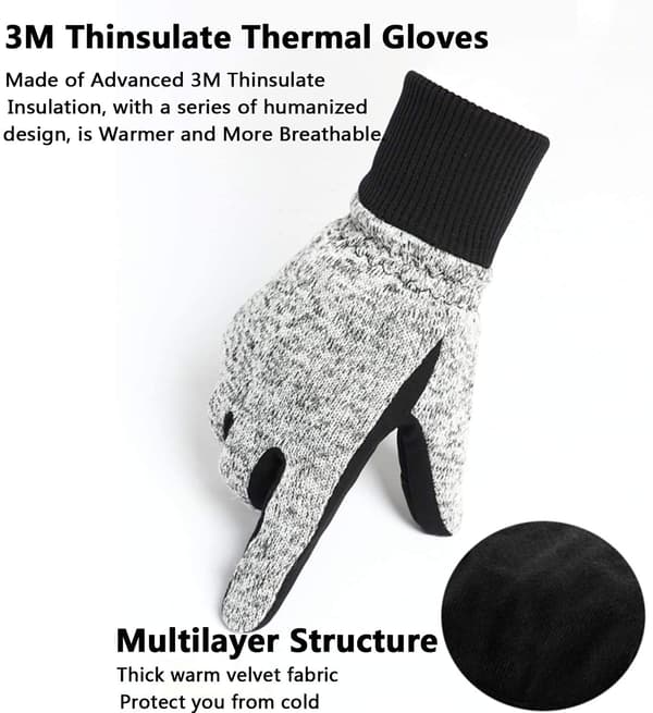Vinterhandsker -10℃ 3M Thinsulate Termiske Handsker Koldt Vejr Varme Handsker Løbehandsker Deep-black XL