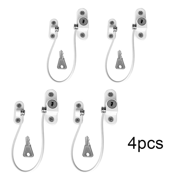 4 Stk Baby Sikkerhedsvindue Låse Rustfri Børne Vindue Restrictor Spædbørns Sikkerhedslås White 4PCS
