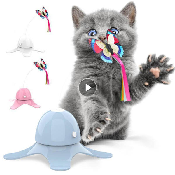 Elektrisk roterande fjärils katt interaktiv leksak white