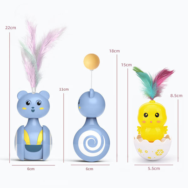 Kattelegetøj Rolling Teaser Feather Wand Rotating Ball blue feather