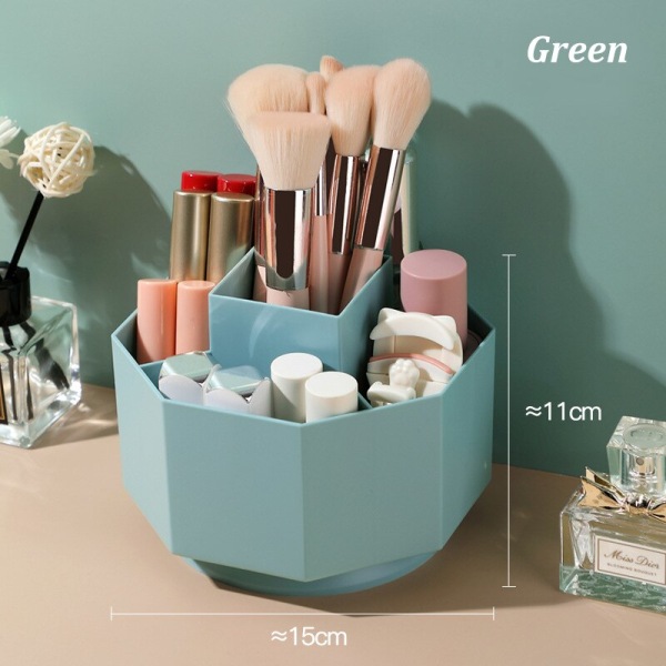 Pyörivä kynäpidike kynä Makeup Bucket kosmetiikan säilytyslaatikko green 14*14*13.5cm