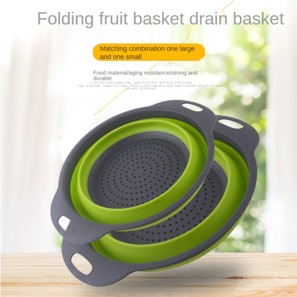Pyöreä kokoontaittuva hedelmä- ja vihanneskorisiivilä green Small