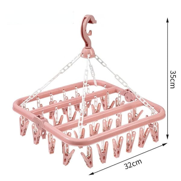 32 Clips Vikbara strumpor Underkläder Torkställ i plast pink