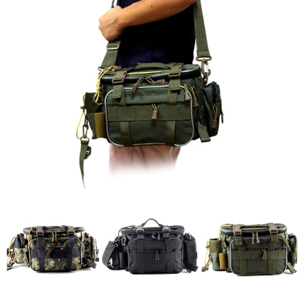 Multifunktionell vattentät fiskeväska för utomhusbruk army green