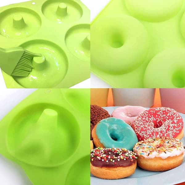 4 Hål Cake 3D Silikon Donut Molds Non Stick orange 23.6*23.6*3cm