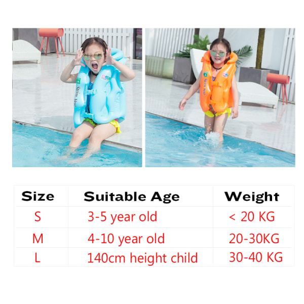 Childs oppustelige svømning sejlsport sikkerhedslivredder vest yellow medium
