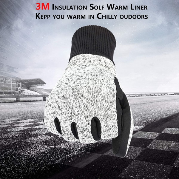 Vinterhandskar -10℃ 3M Thinsulate Thermal Kallt väder Varma handskar Löparhandskar Light-gray M