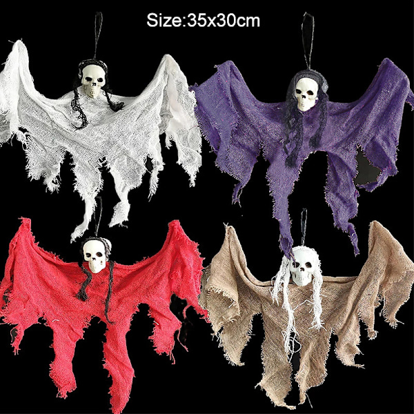 Halloween Opknoping Skull Head Spöke Skräck Festdekorationer brown 35*30cm
