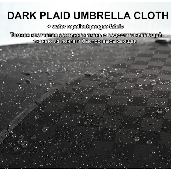 Dobbeltlags Dark Grid Regn Vindtæt Business Paraply bule