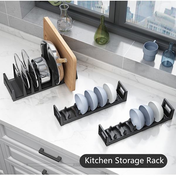 Metall köksredskap grytlock tallrikar disk avloppsställ Bowl rack-45CM