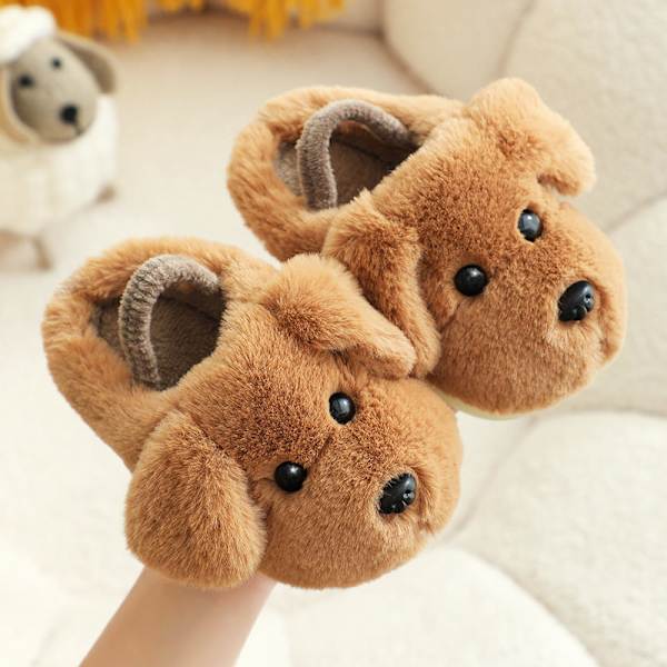 Barns bomullstofflor pojke 1-3 år Söt tecknad flickatofflor Baby bomullsdrag Höst och vinter grey 220(insole19cm )
