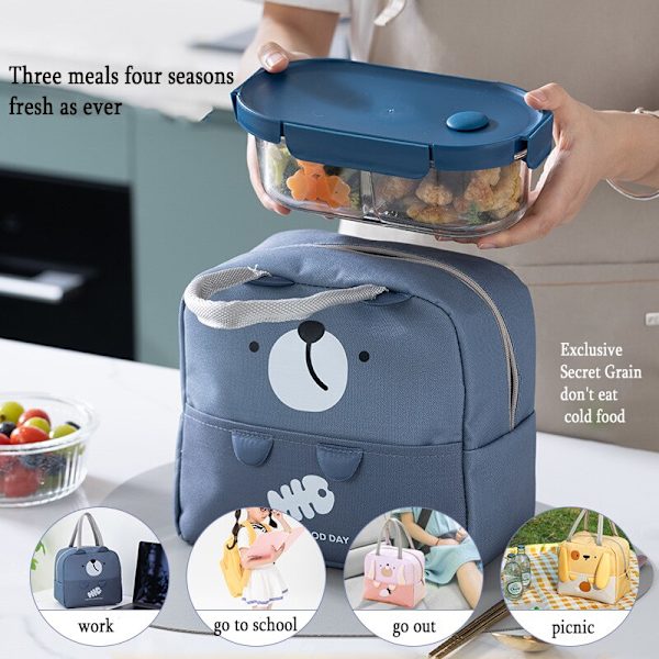Isolerad kylare Bärbar förvaringsväska Tote Bento Bag Lunchbox blue 21*23*13cm