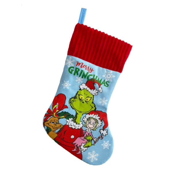 Grønne sokker julegaveposer tegneserie julemand juletræ vedhæng green socks 35x20cm