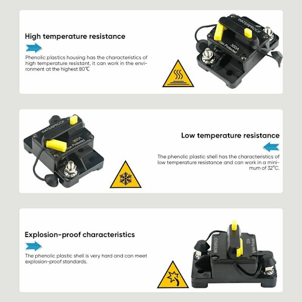 Bil Auto Marin Båt Stereo Audio Inline Circuit Breaker Säkring Yellow 70A