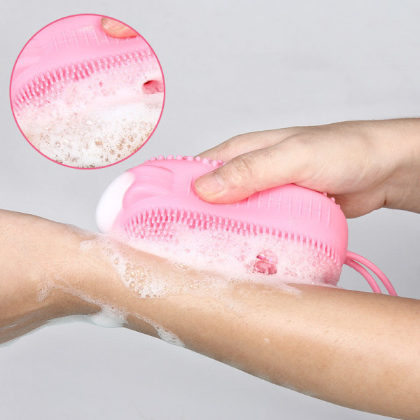 Silikon Body Scrubber Mjuk Bubble Bath Brush Duschsvamp purple 250*70*50mm