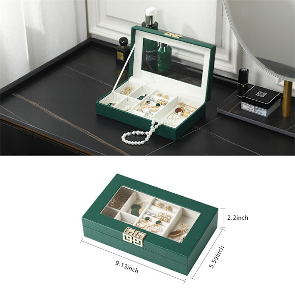 Transparent smyckeskrin Organizer Lyx PU-läder presentförpackning 1pc