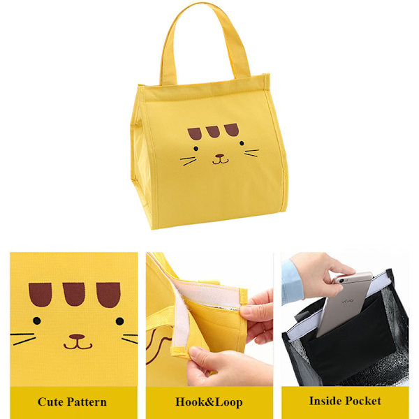 Termisk frokosttaske Dame Bærbare Tote Isolerede køletasker yellow 22*17*23.5cm
