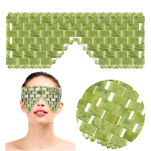 Natural Jade Eye Mask Cooling Sleep Eye Facial Spa Mask green 24.5*9.5cm