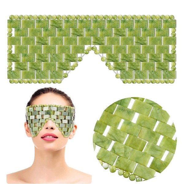 Natural Jade Eye Mask Kølende Sleep Eye Facial Spa Mask green 24.5*9.5cm