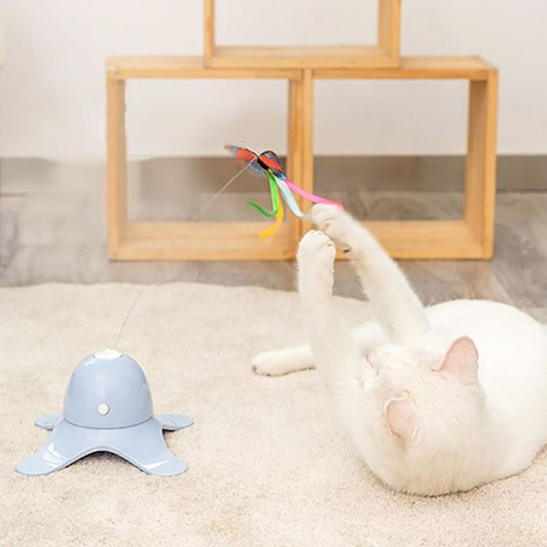 Elektrisk roterande fjärils katt interaktiv leksak white