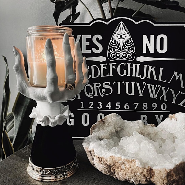 Witch Hand Ljusstake Halloween Decor Resin Ljusstake white+black 10*10*25cm