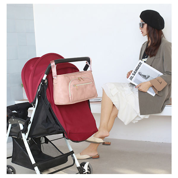Baby skötväska läder baby krok pink