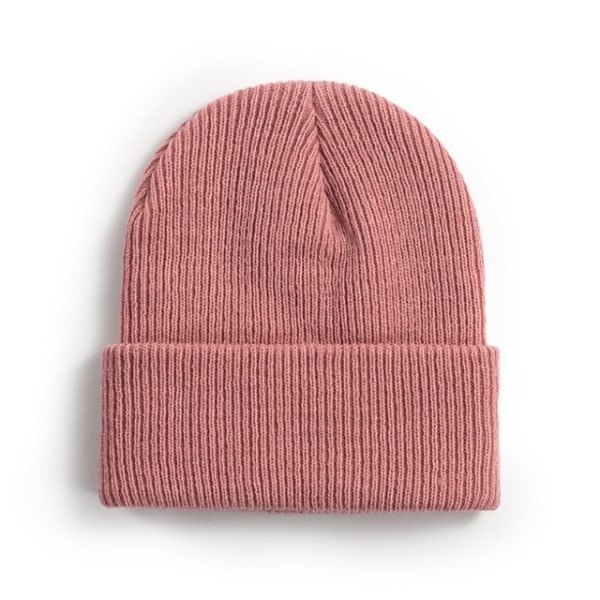 Varm strikkede huer Solid Unisex til kvinder Beanie uldblandinger Blød efterårs vinterhue Color 2