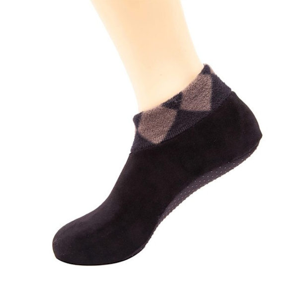 Mænd Kvinder Tykke Vinter Varme Sokker Skridsikre Indendørs Gulv Bløde Casual Slipper Strømpebukser Black Male