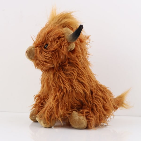 Highland Cow Realistic Scottish Animal Plysch Söt Doll leksak white