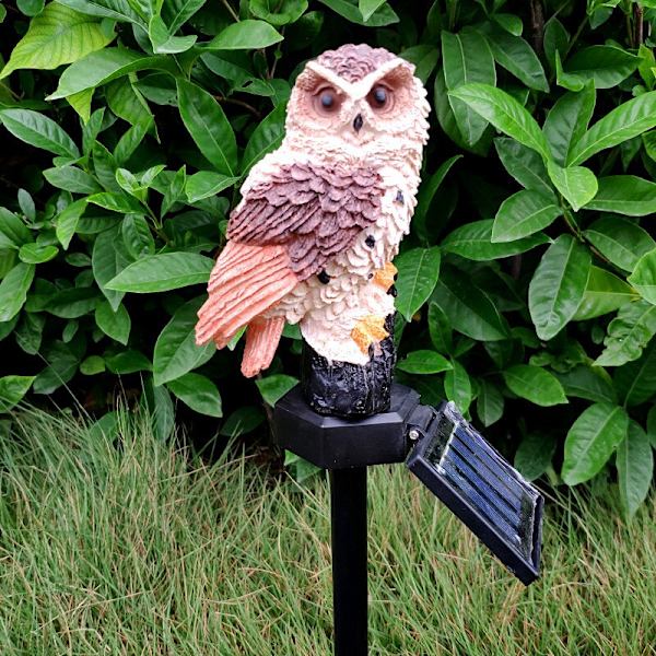 Garden Owl Outdoor Solar LED Trädgårdsljus red