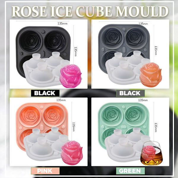 3D Silikone Rose Shape Ice Cube Maker Genanvendelig gray 14*14*7cm