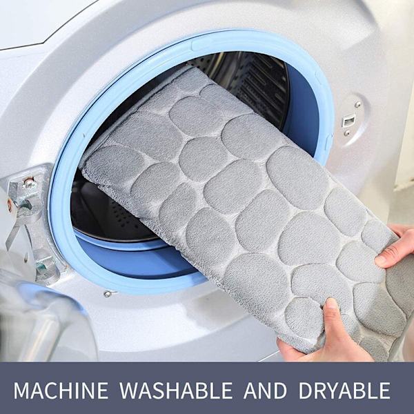 Mukulakivi kohokuvioitu kylpymatto Liukumaton kylpyhuonematot Ovimatto Memory Foam Pad gray 50x80cm