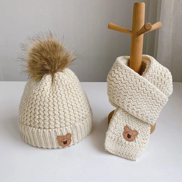 Jouluhattu ja set Pehmo ja lämmin baby neulottu hattu Beige One Size